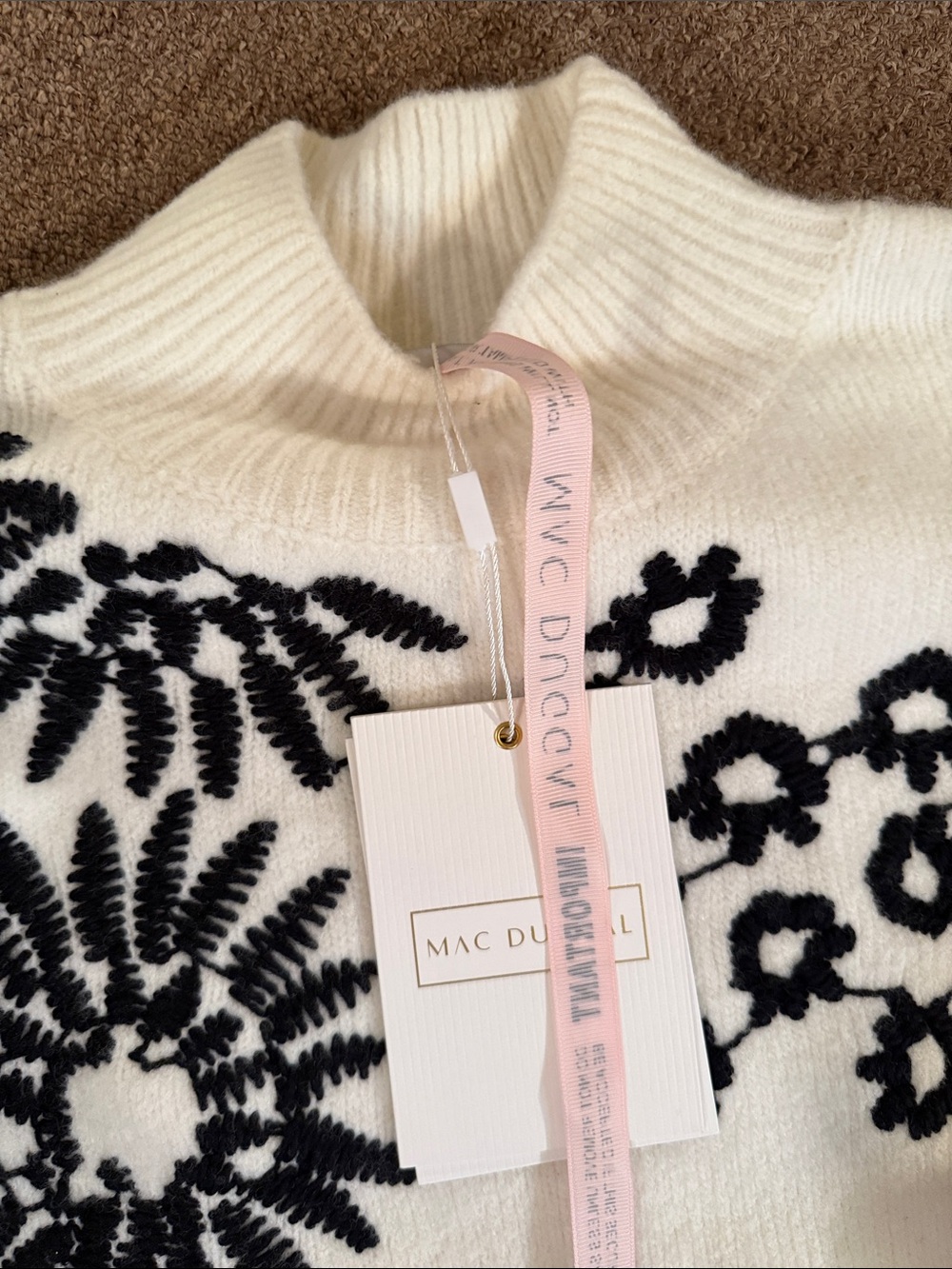 Mac Duggal Ballon Sleeve Cropped Mock Neck Knit Sweater - Picture 8 of 11